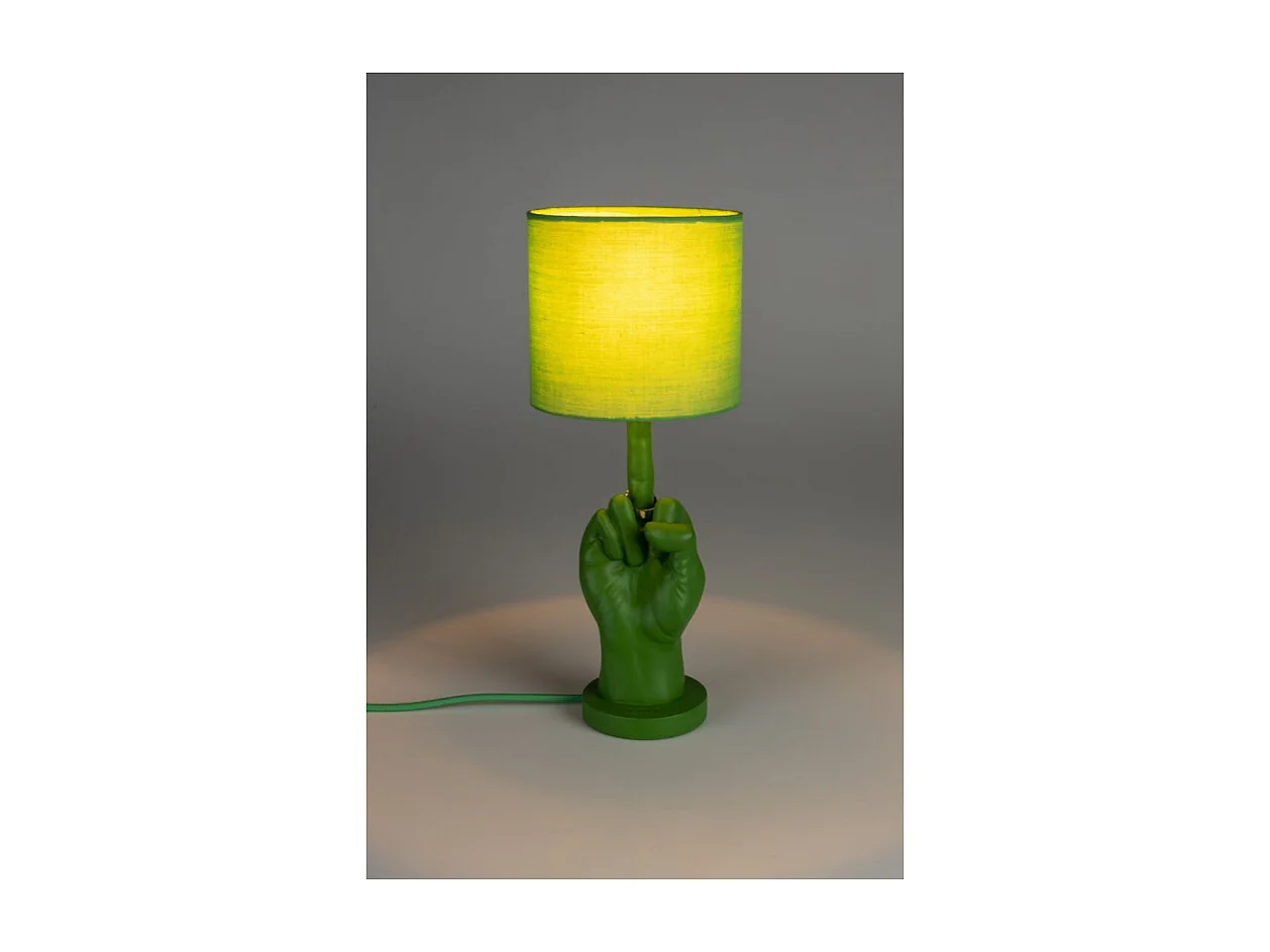 Lampe verte culottée,