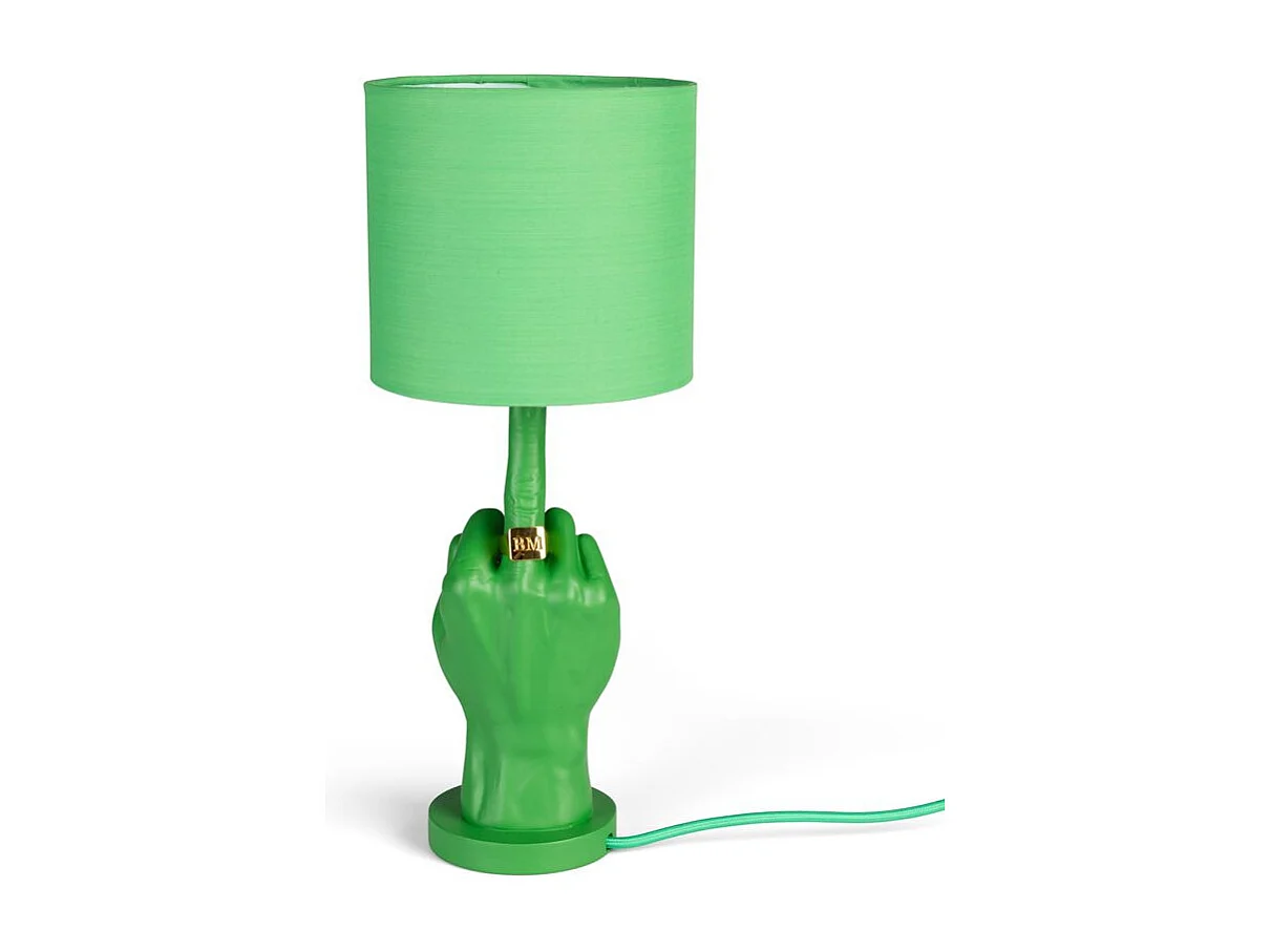 Lampe verte culottée,