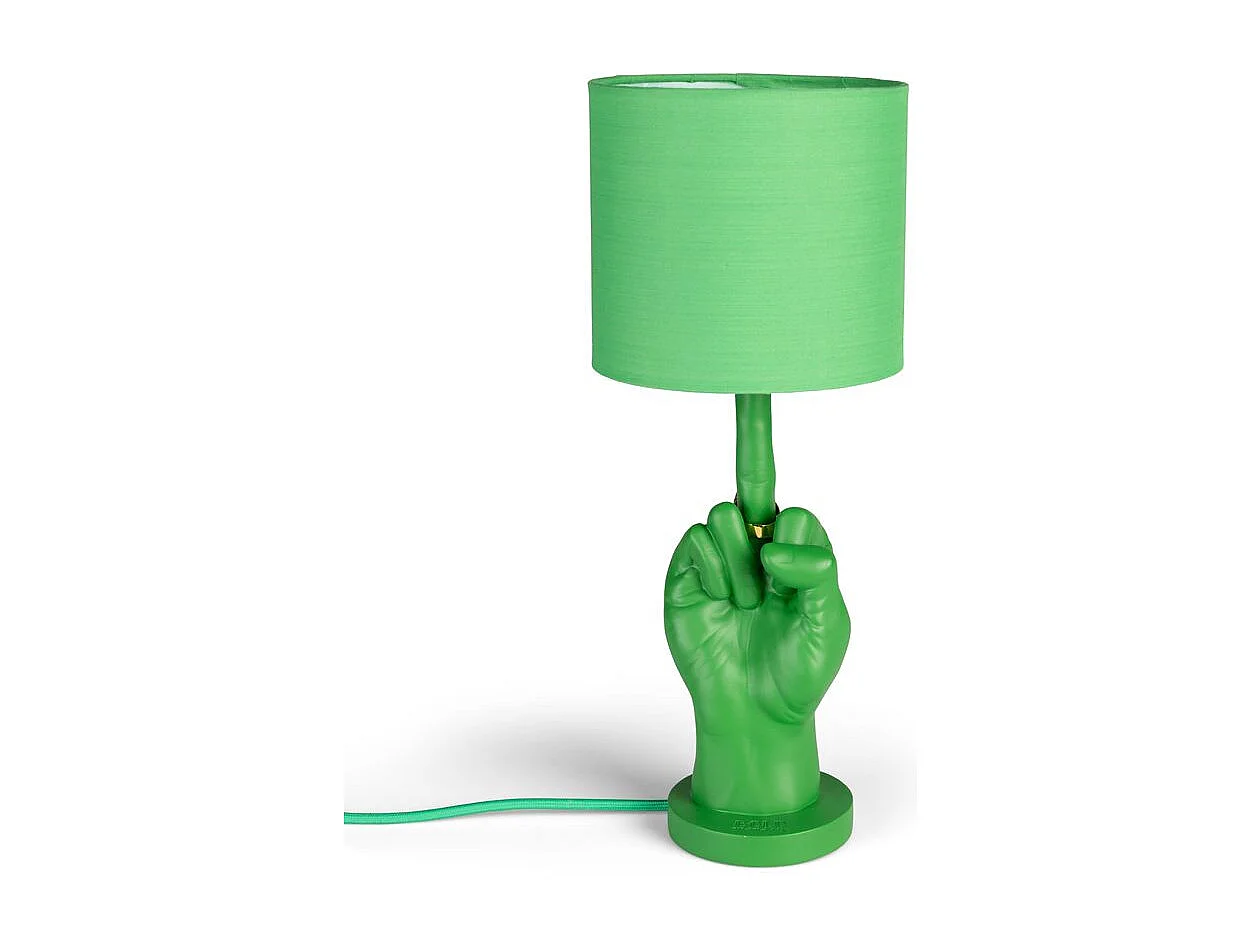 Lampe verte culottée,