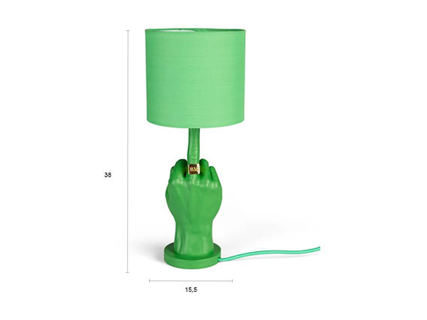 Lampe verte culottée,