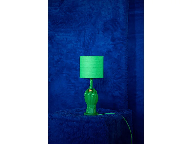 Lampe verte culottée,