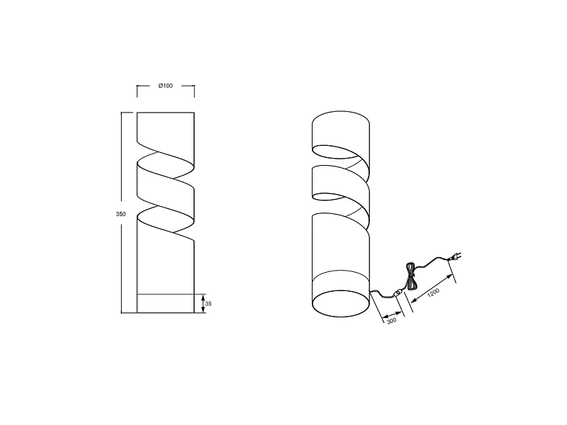 Lampe de table cylindrique 35 cm Stream
