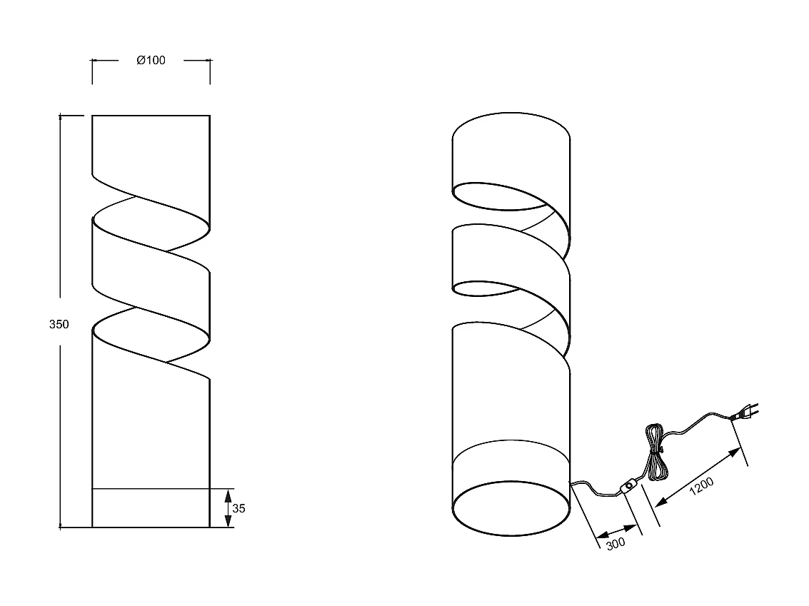 Lampe de table cylindrique 35 cm Stream