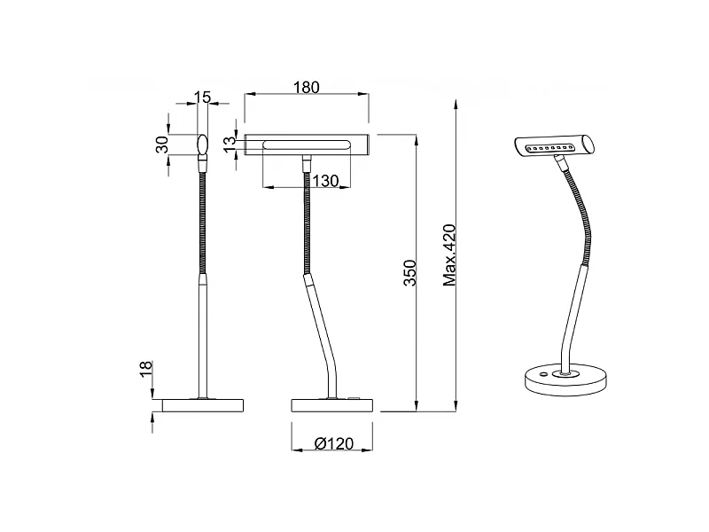 Lampe à poser en métal flexible Curtis