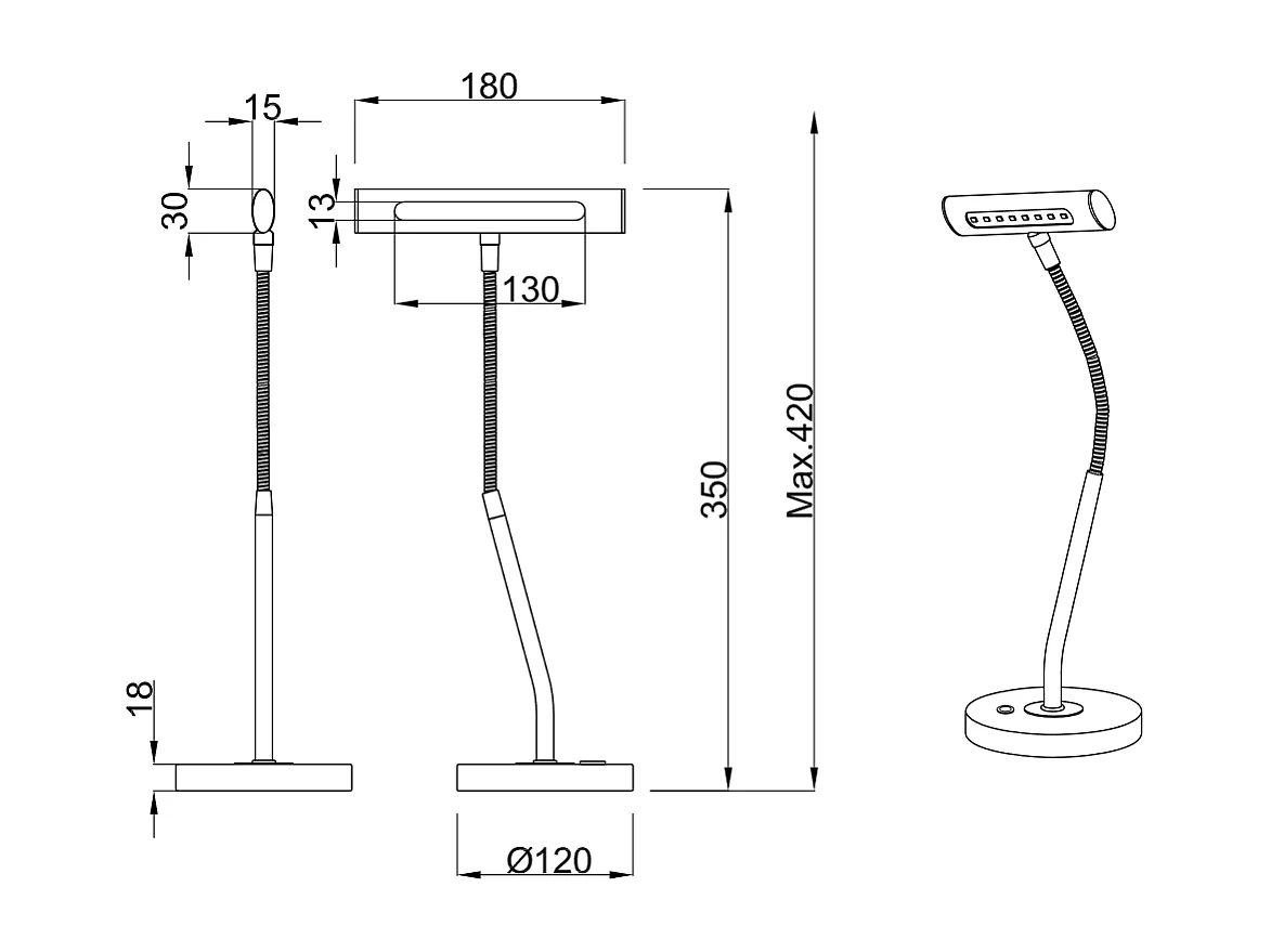 Lampe à poser en métal flexible Curtis