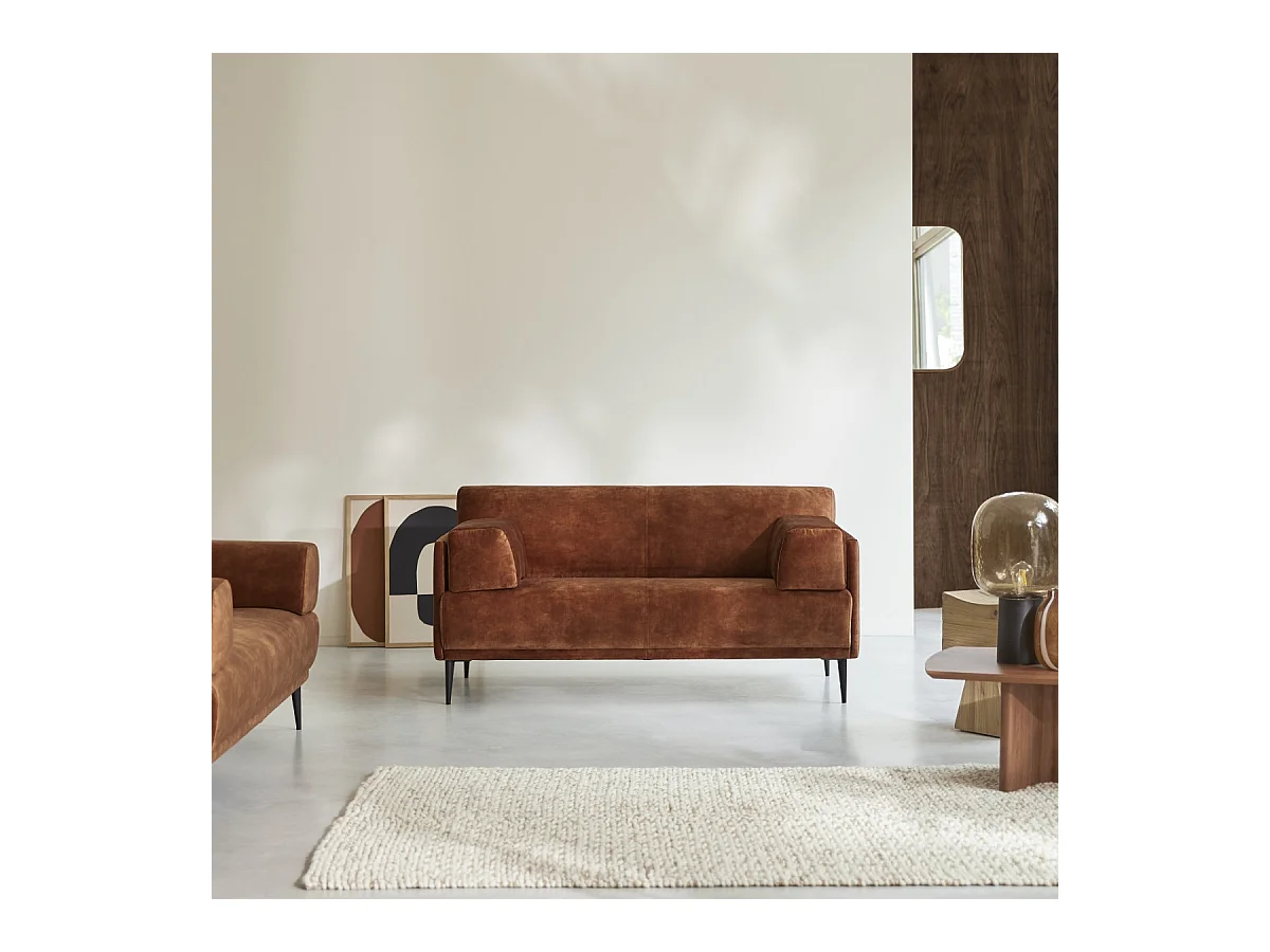 Canapé en velours terracotta 2-3 places Finn, 2 places