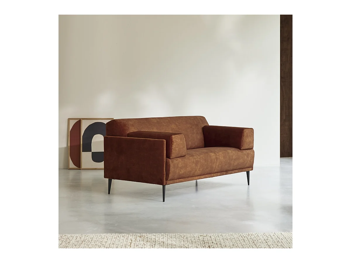Canapé en velours terracotta 2-3 places Finn, 2 places