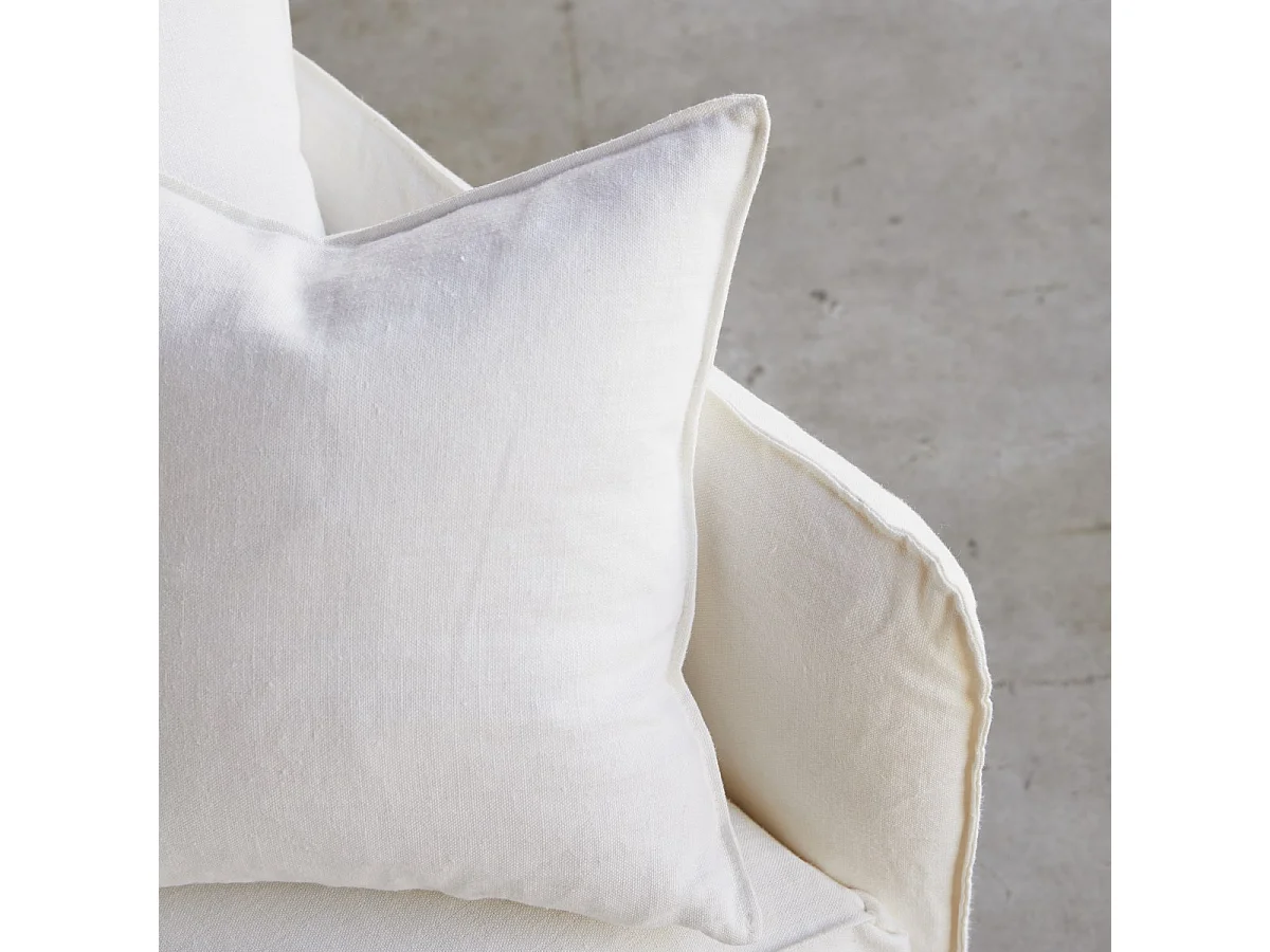 Sofa Ariane aus weißem Leinen, 5-Sitzer