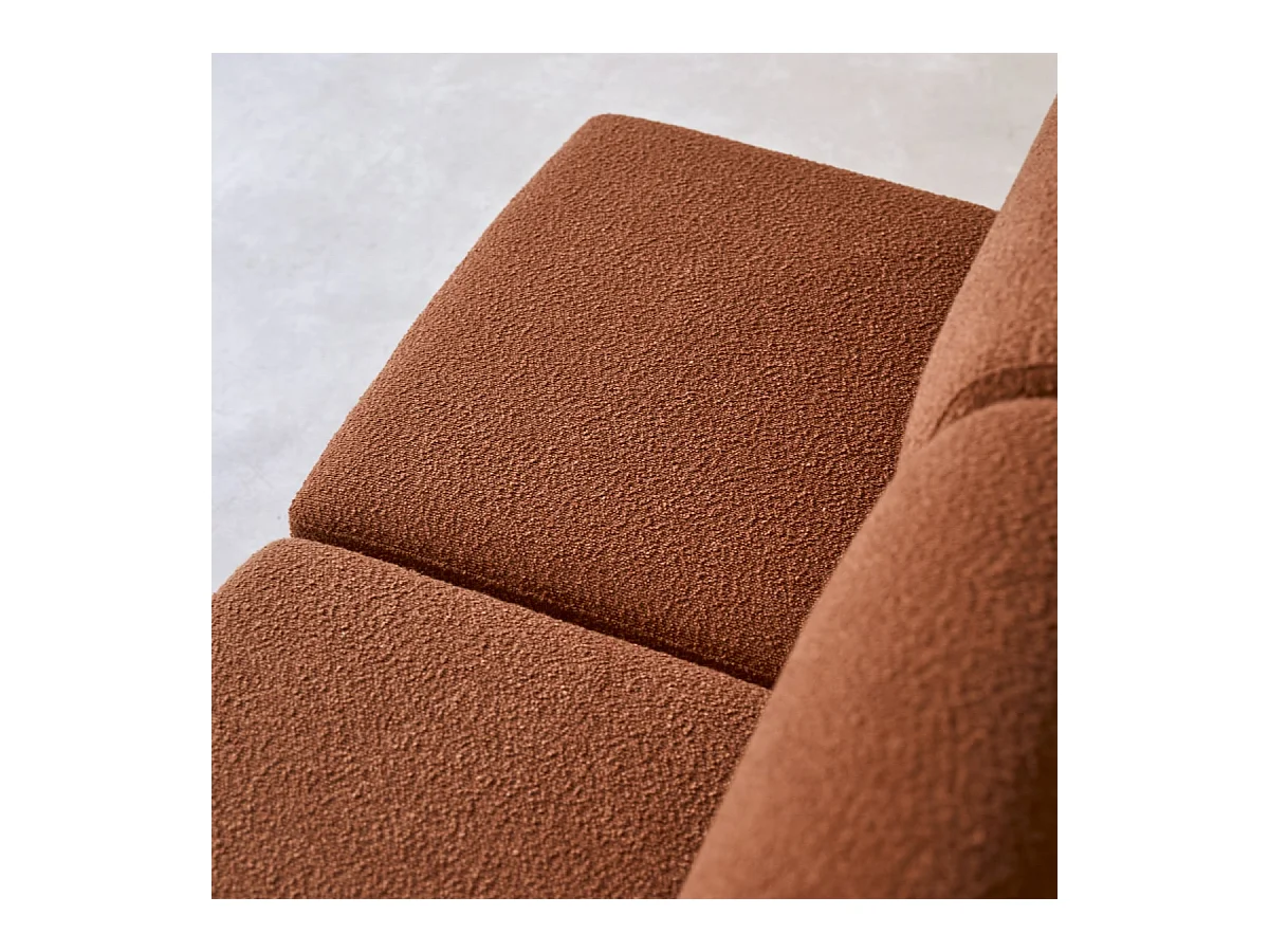 Divano angolare modulare Swann da 4 posti in acacia massello e tessuto terracotta