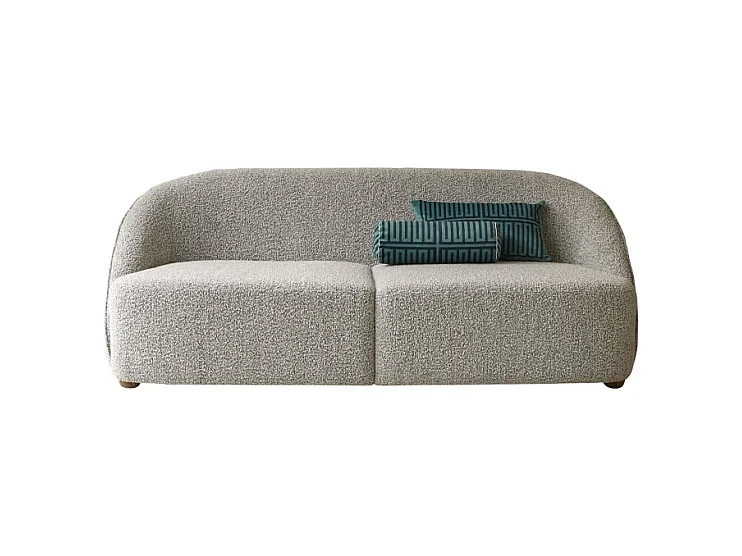 Divano in acacia e tessuto grigio