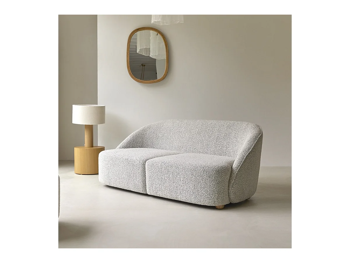 Divano in acacia e tessuto grigio