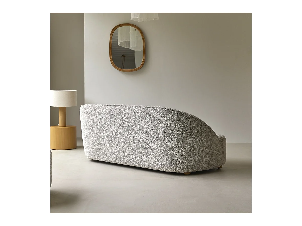 Divano in acacia e tessuto grigio