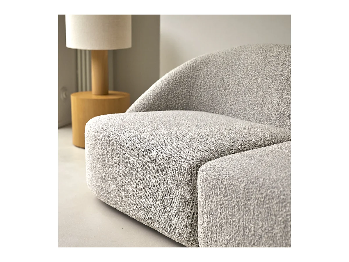 Divano in acacia e tessuto grigio