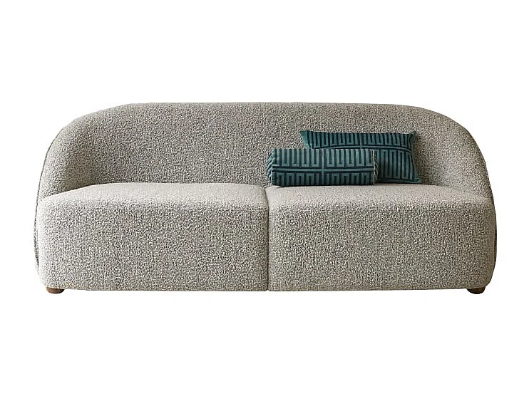 Canapé Soren 2 places en acacia massif et tissu gris