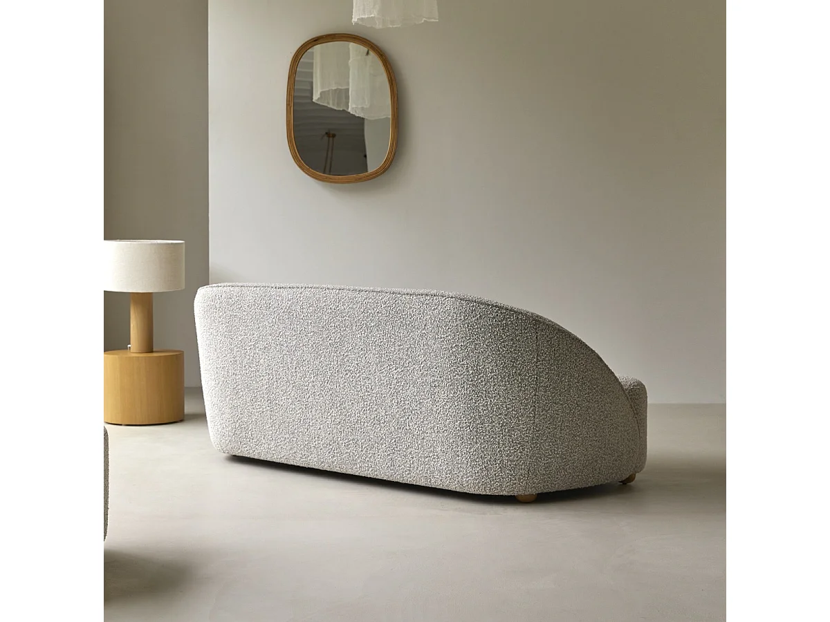 Canapé Soren 2 places en acacia massif et tissu gris