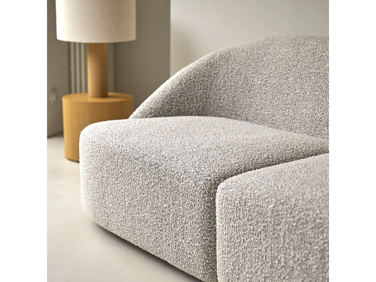 Canapé Soren 2 places en acacia massif et tissu gris