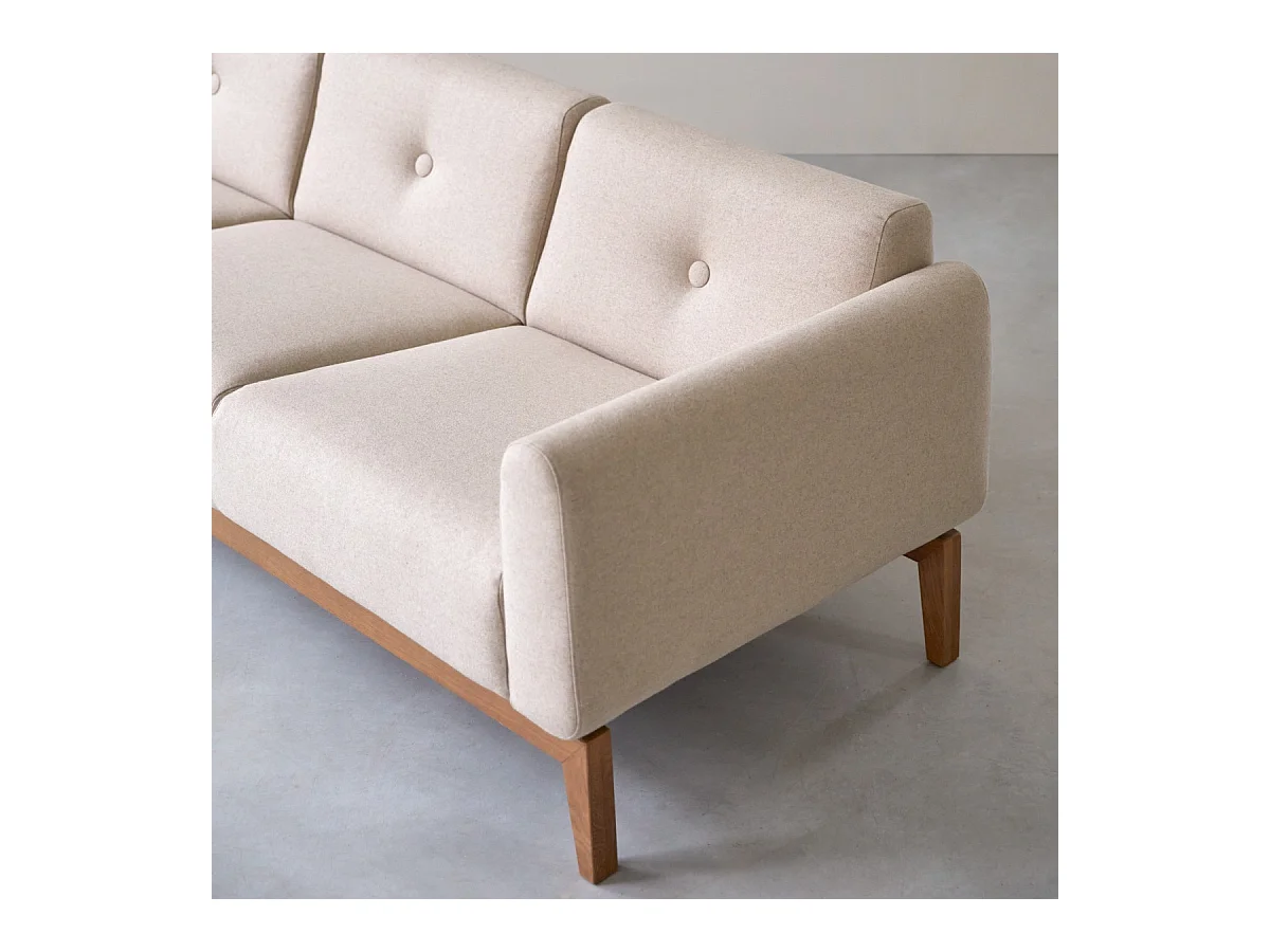 Canapé Bjorn en chêne massif et lainage écru 3 places, 3 places