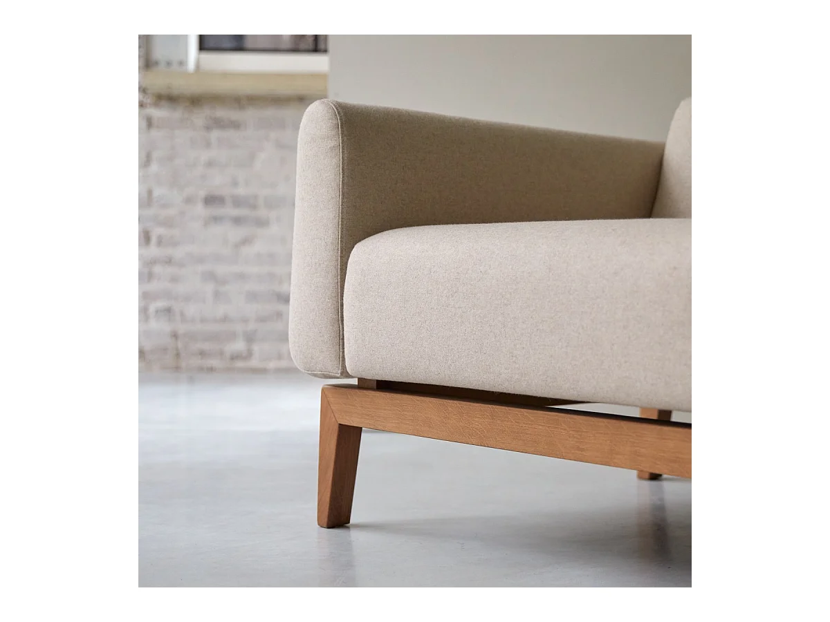 Canapé Bjorn en chêne massif et lainage écru 3 places, 3 places