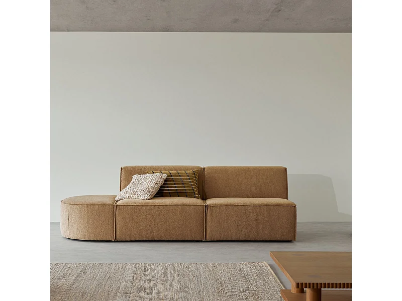 Modulares 2-Sitzer-Sofa Dario aus camelfarbenem Stoff