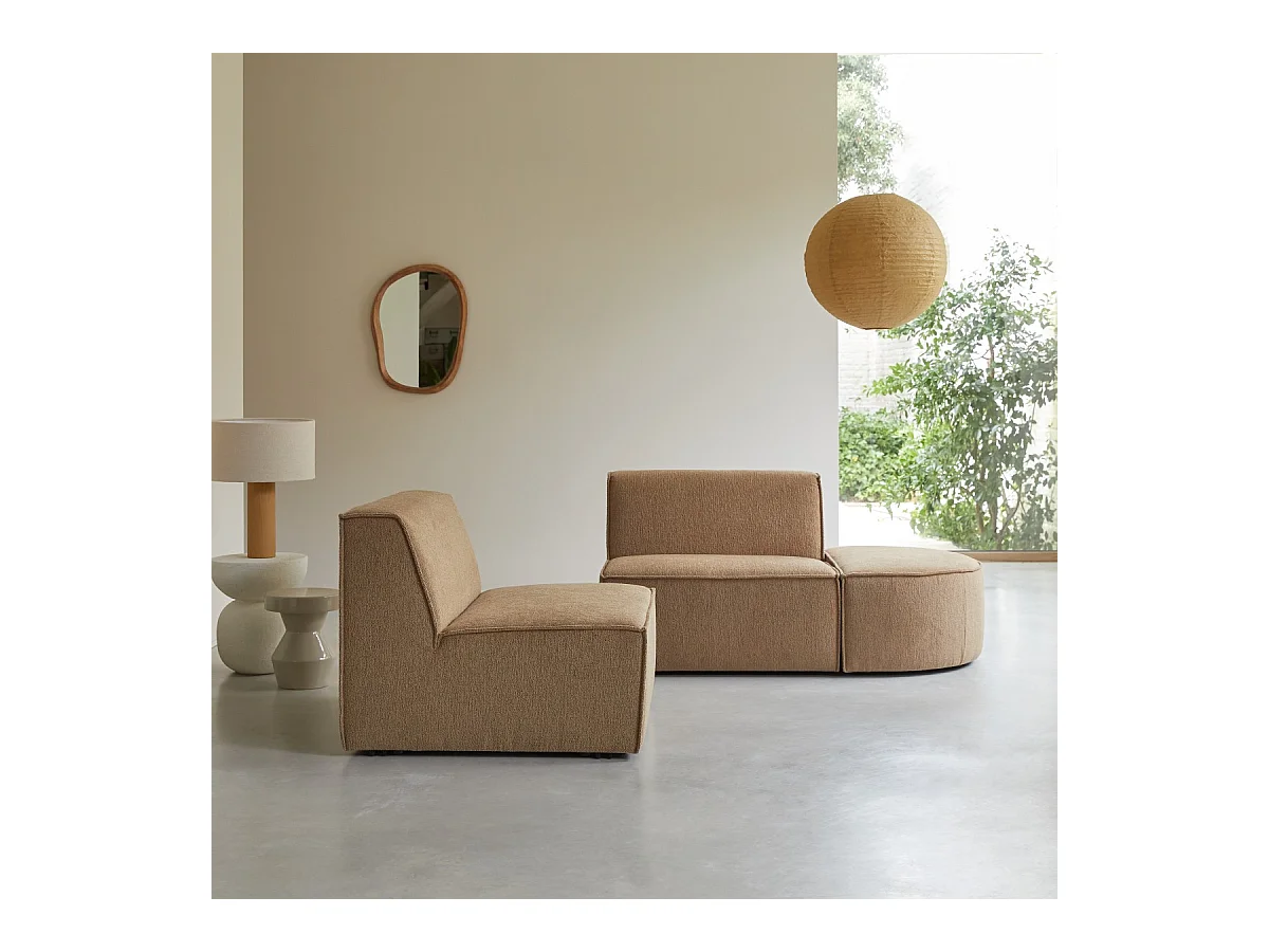 Modulares 2-Sitzer-Sofa Dario aus camelfarbenem Stoff