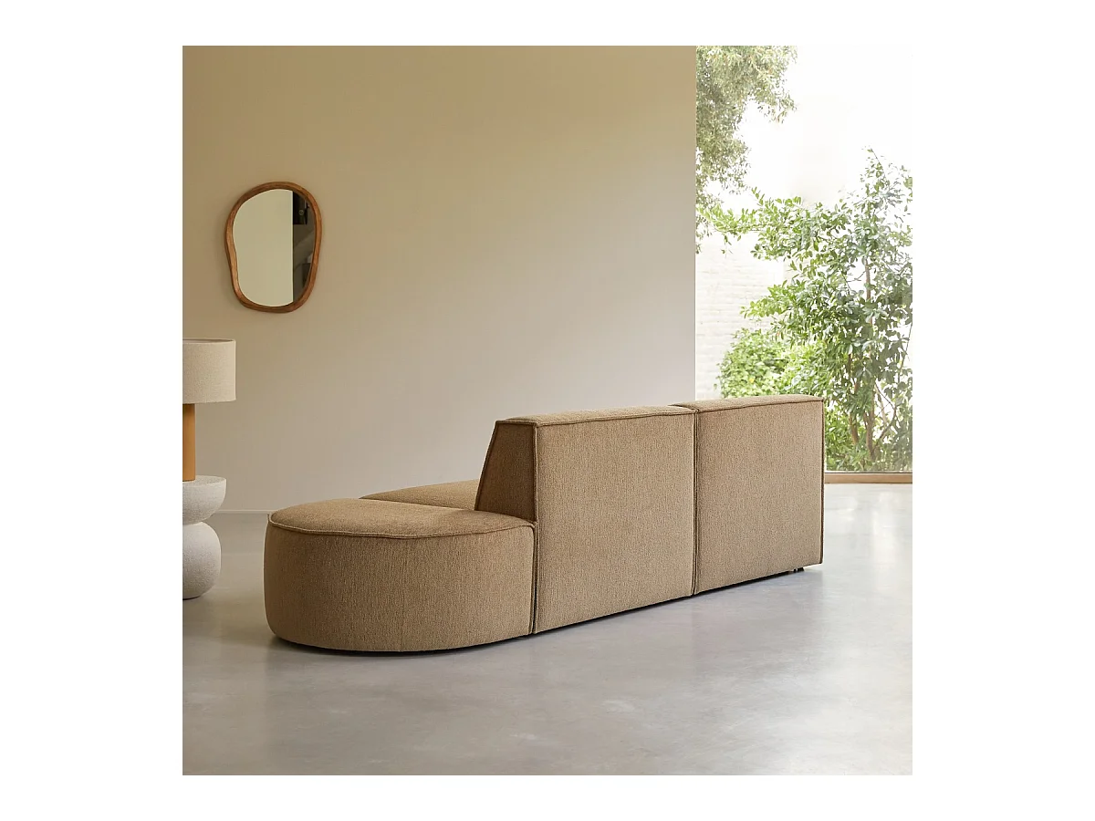 Modulares 2-Sitzer-Sofa Dario aus camelfarbenem Stoff