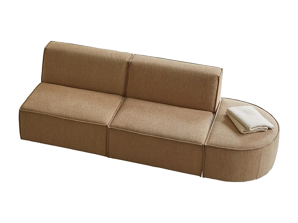Modulares 2-Sitzer-Sofa Dario aus camelfarbenem Stoff