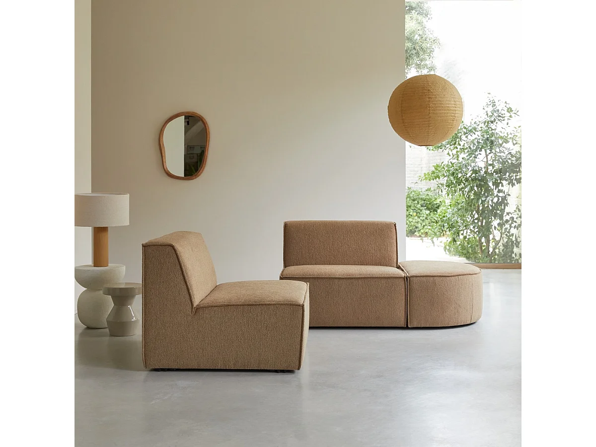 Modulares 2-Sitzer-Sofa Dario aus camelfarbenem Stoff