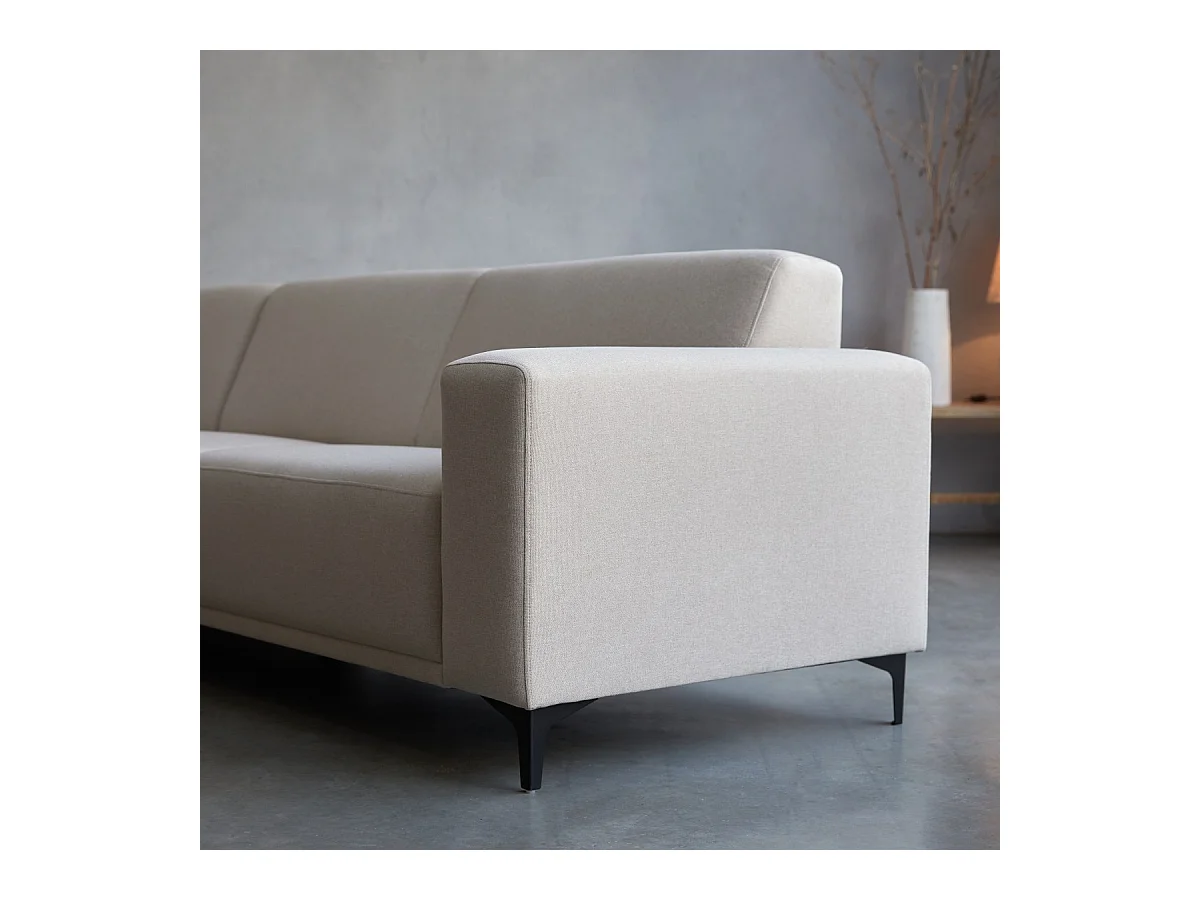 Divano angolare sinistro in tessuto ecru 300 x 150 cm Lars, 5 posti