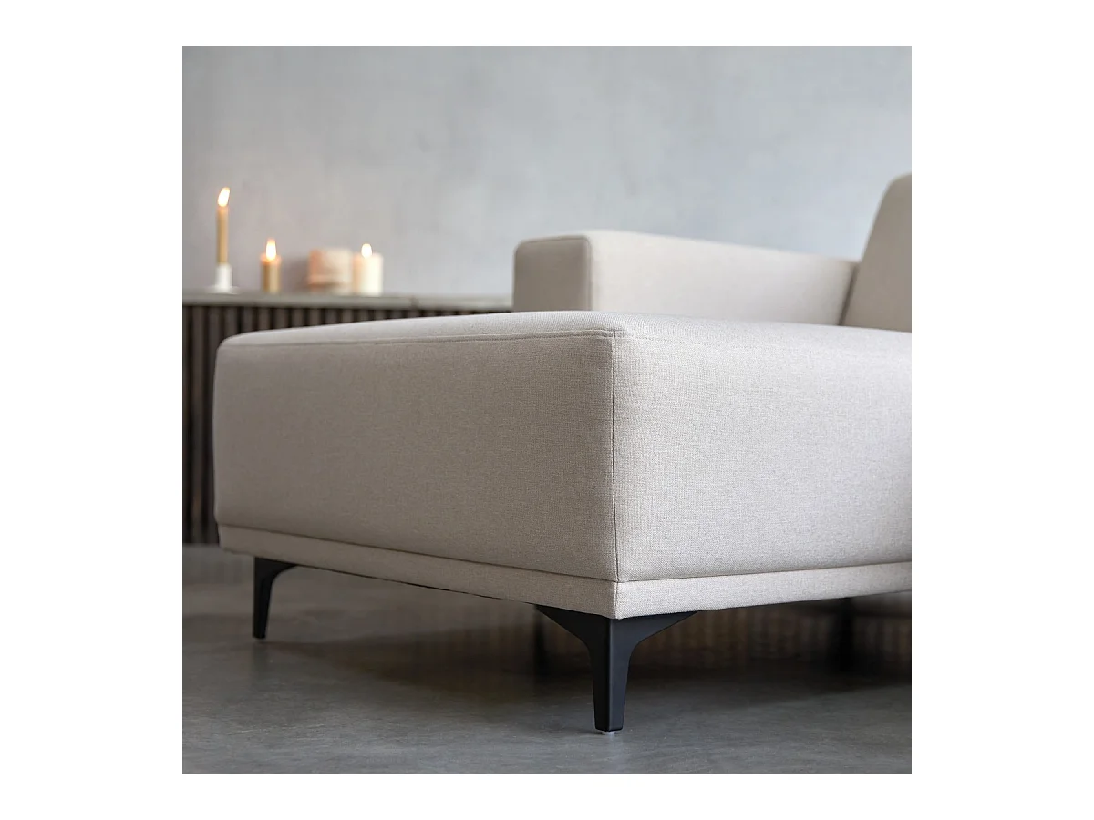 Divano angolare sinistro in tessuto ecru 300 x 150 cm Lars, 5 posti