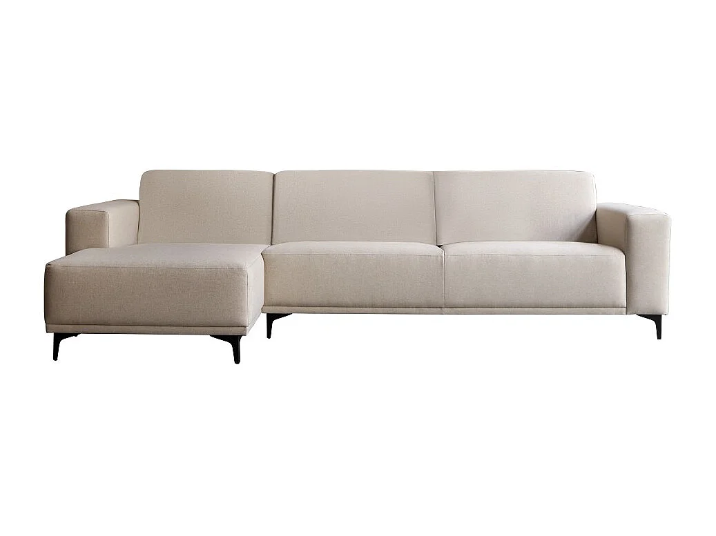 Ecksofa Lars mit Eckelement links und ecrufarbenem Stoffbezug 300 x 150 cm ,5-Sitzer