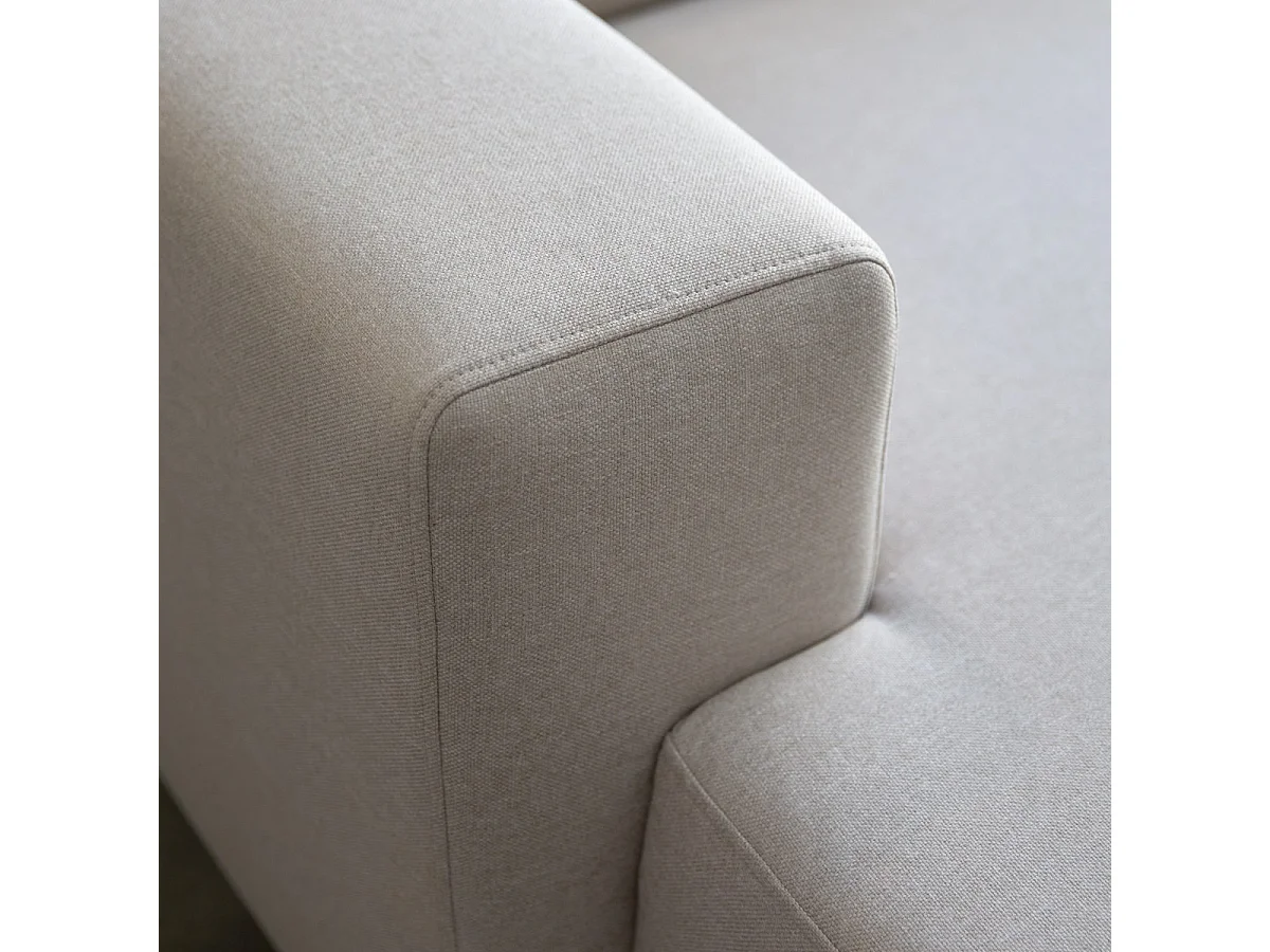 Ecksofa Lars mit Eckelement links und ecrufarbenem Stoffbezug 300 x 150 cm ,5-Sitzer