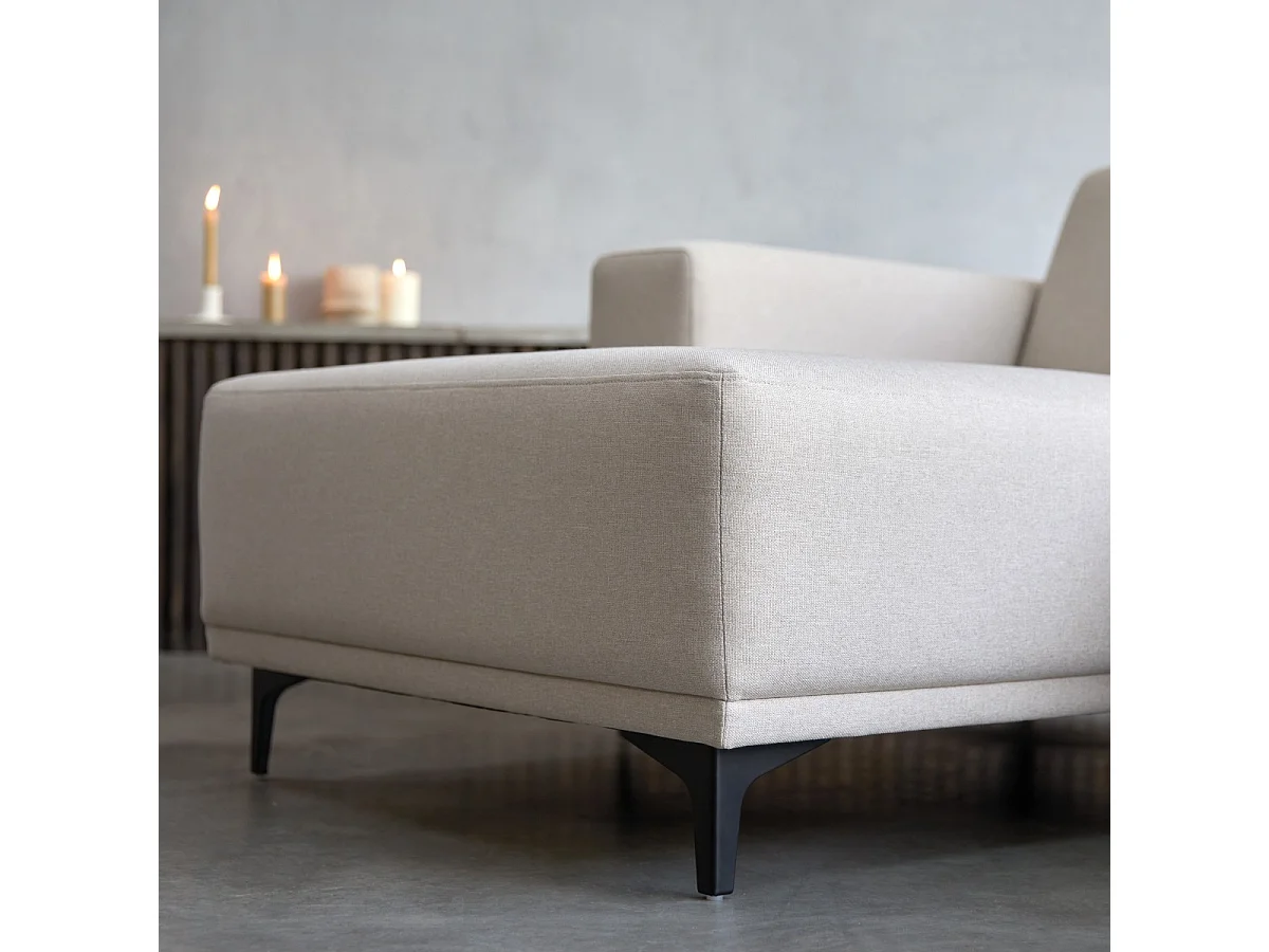 Ecksofa Lars mit Eckelement links und ecrufarbenem Stoffbezug 300 x 150 cm ,5-Sitzer