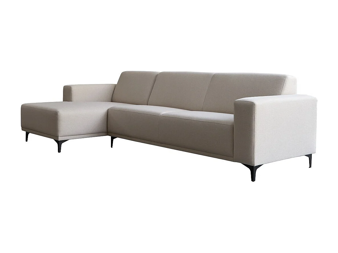 Ecksofa Lars mit Eckelement links und ecrufarbenem Stoffbezug 300 x 150 cm ,5-Sitzer