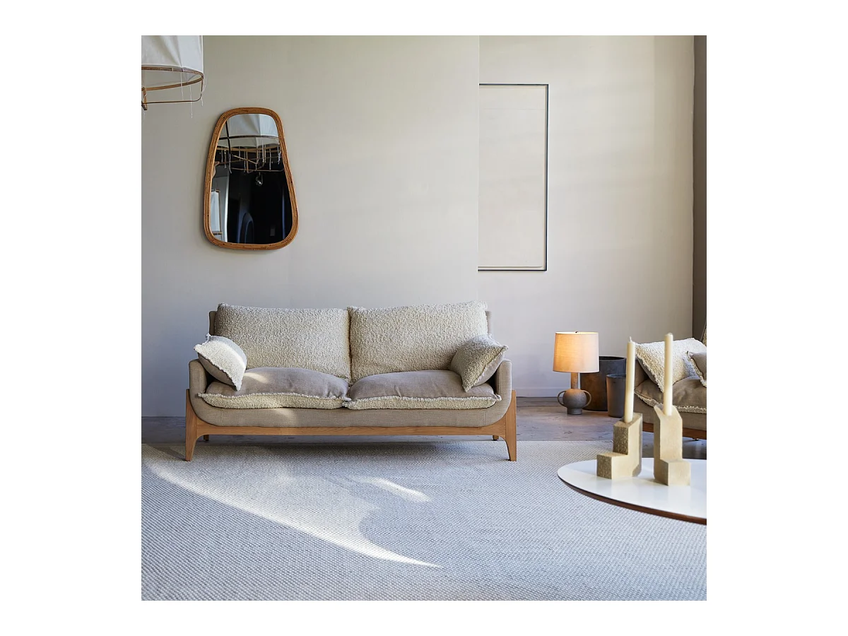 Woodnest Sofa mit Leinenbezug ,2-Sitzer