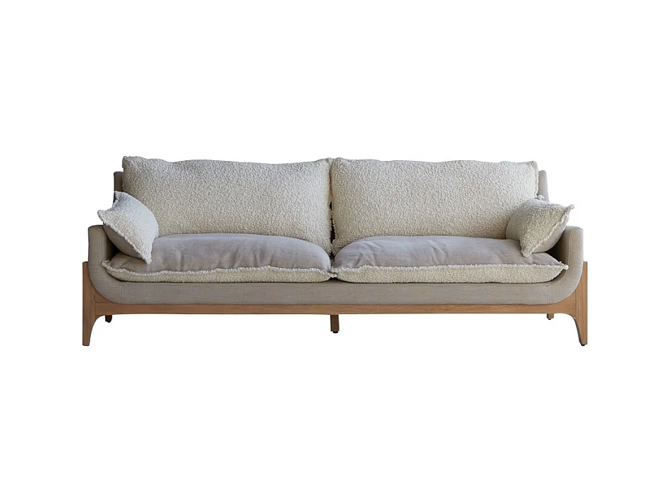 Sofa Woodnest mit massivem Eichenholzgestell und Leinenbezug 3-Sitzer ,3-Sitzer