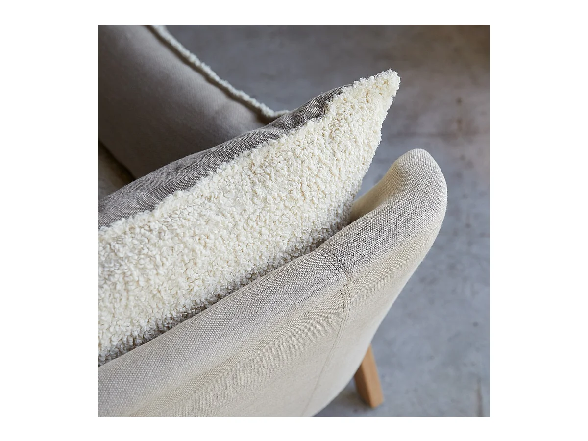 Sofa Woodnest mit massivem Eichenholzgestell und Leinenbezug 3-Sitzer ,3-Sitzer