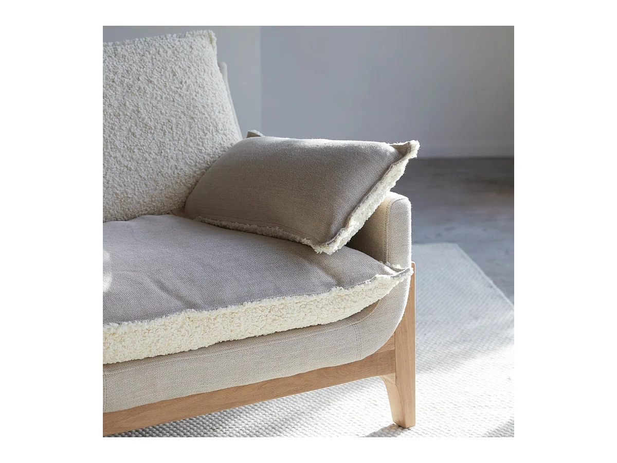 Sofa Woodnest mit massivem Eichenholzgestell und Leinenbezug 3-Sitzer ,3-Sitzer