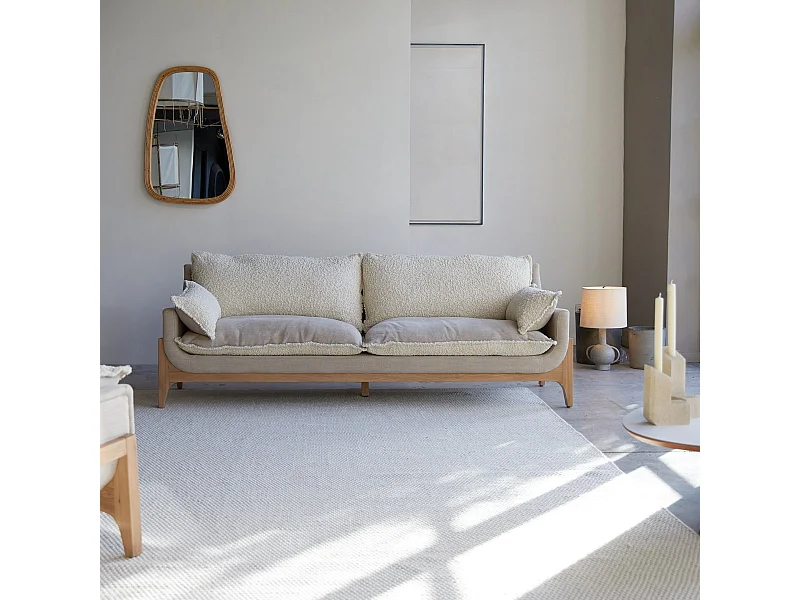 Divano a 3 posti in lino Woodnest, 3 posti