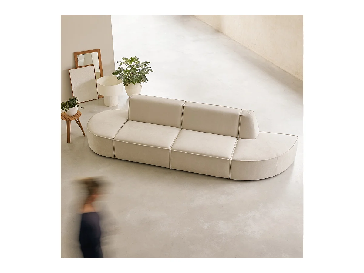Divano modulabile Dario 2-3 posti in tessuto beige