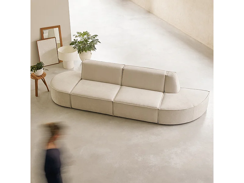 Divano modulabile Dario 2-3 posti in tessuto beige