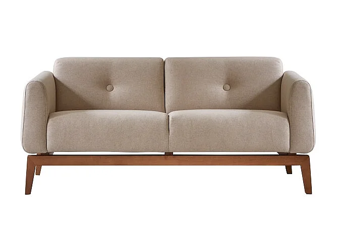 2-Sitzer-Sofa Bjorn aus massiver Eiche und Ecru-Wolle ,2-Sitzer