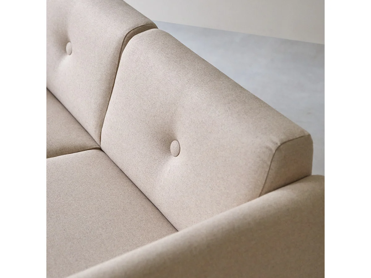 2-Sitzer-Sofa Bjorn aus massiver Eiche und Ecru-Wolle ,2-Sitzer