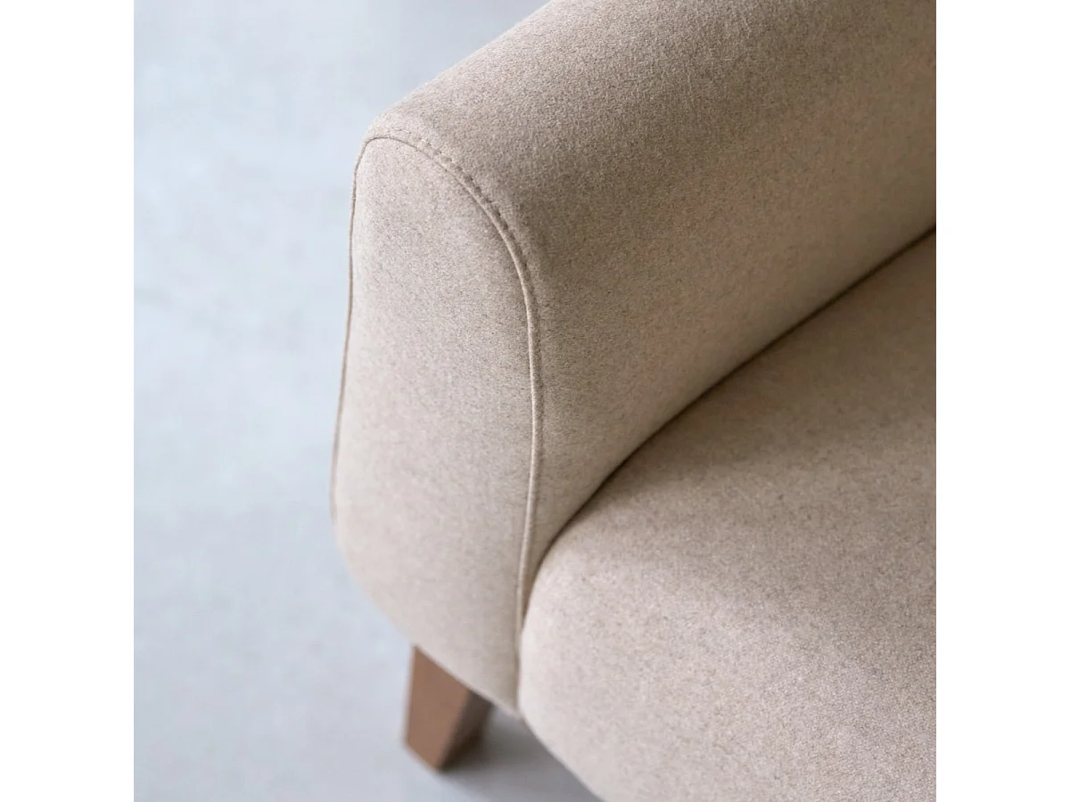 2-Sitzer-Sofa Bjorn aus massiver Eiche und Ecru-Wolle ,2-Sitzer