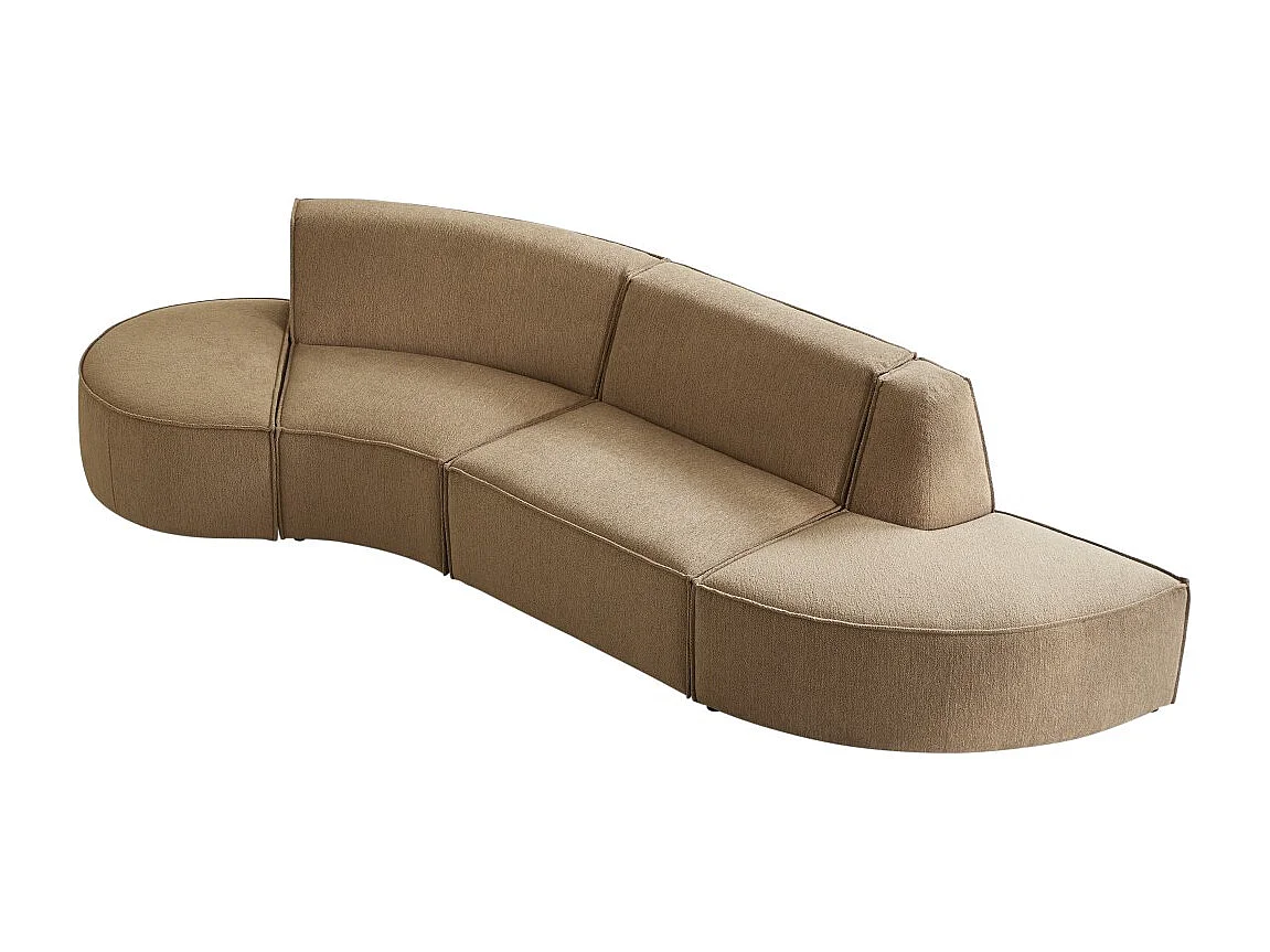 Seduta modulabile Dario a 4 posti in tessuto cammello