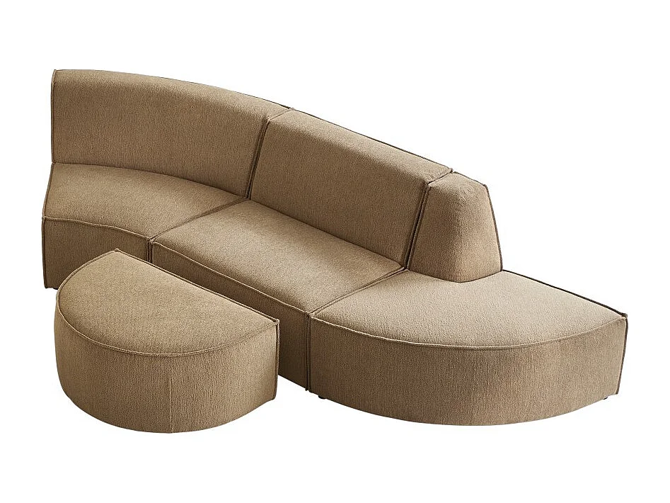 Seduta modulabile Dario a 4 posti in tessuto cammello