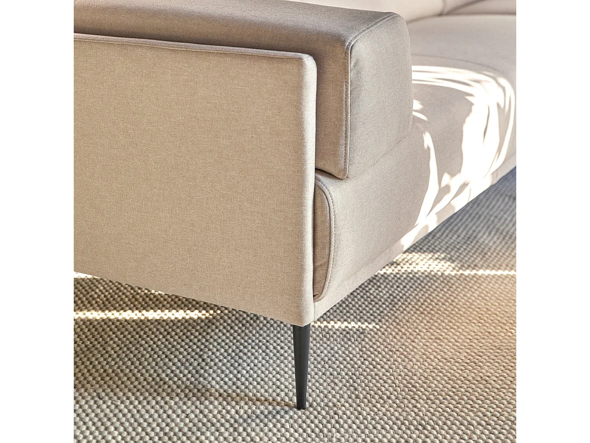 Canapé d'angle droit en tissu écru 270 x 180 cm Finn, 4 places