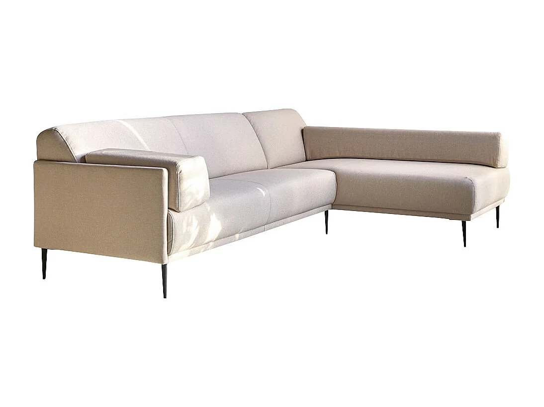 Canapé d'angle droit en tissu écru 270 x 180 cm Finn, 4 places