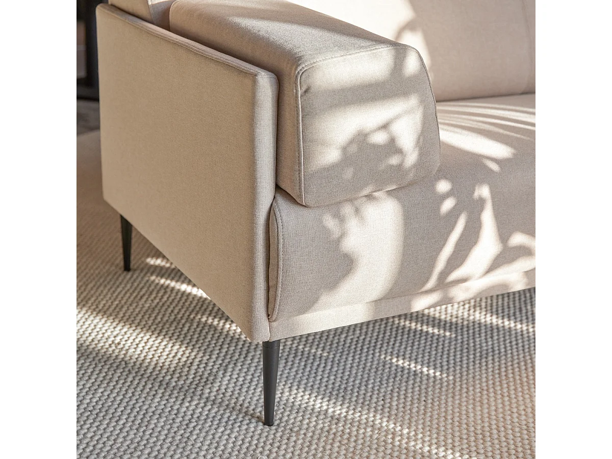 Canapé d'angle droit en tissu écru 270 x 180 cm Finn, 4 places