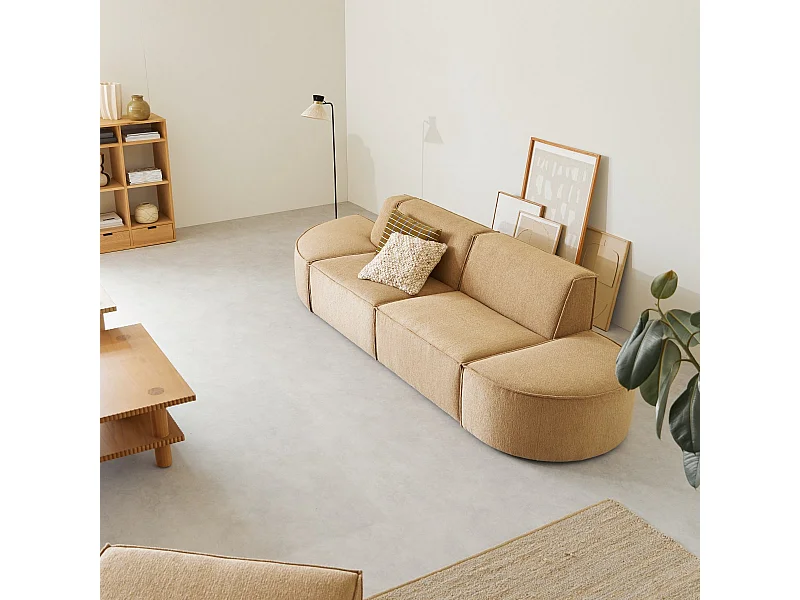 Modulares 2- oder 3-Sitzer-Sofa Dario aus camelfarbenem Stoff