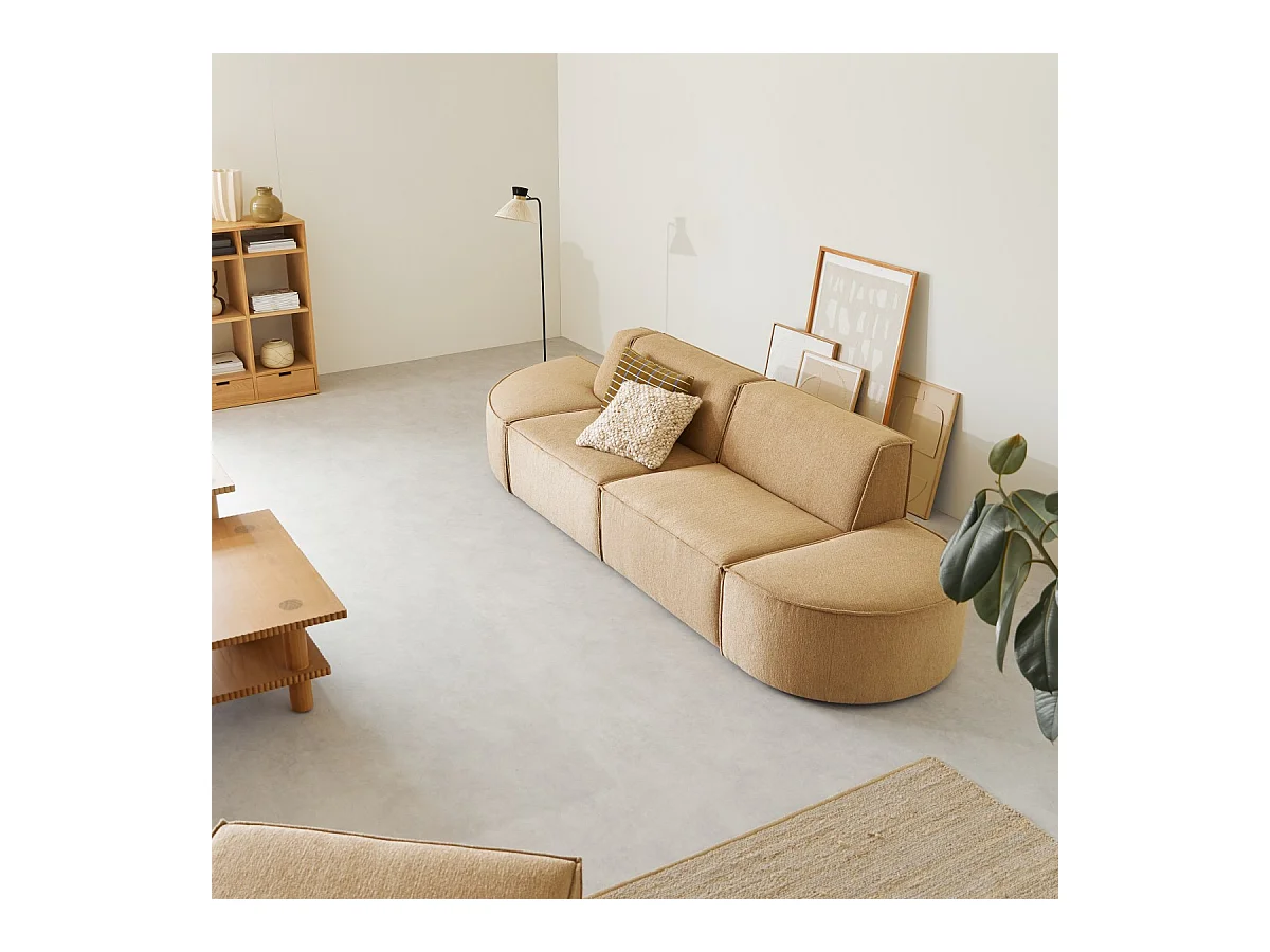 Modulares 2- oder 3-Sitzer-Sofa Dario aus camelfarbenem Stoff